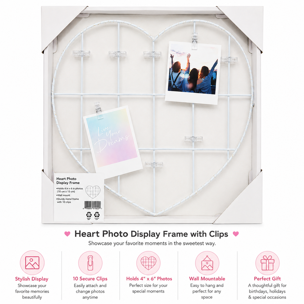 Heart photo display frame