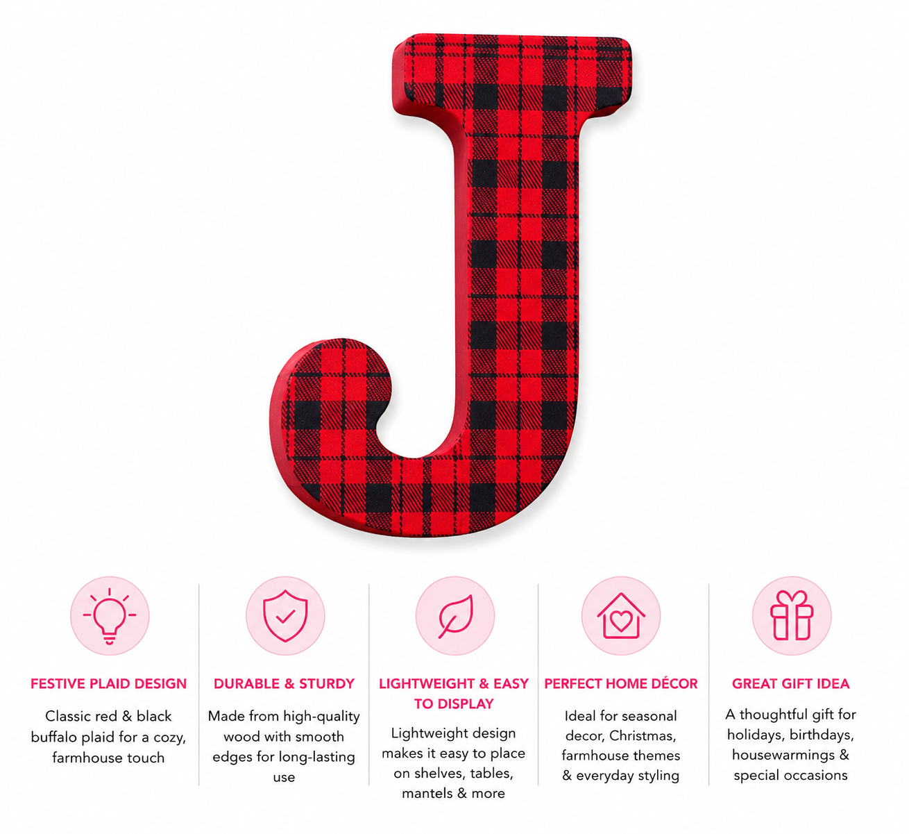 Plaid 'J' Marquee Letter